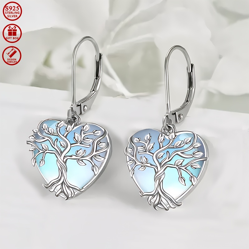 Moonstone Dangle Earrings 925 Silver Lightweight